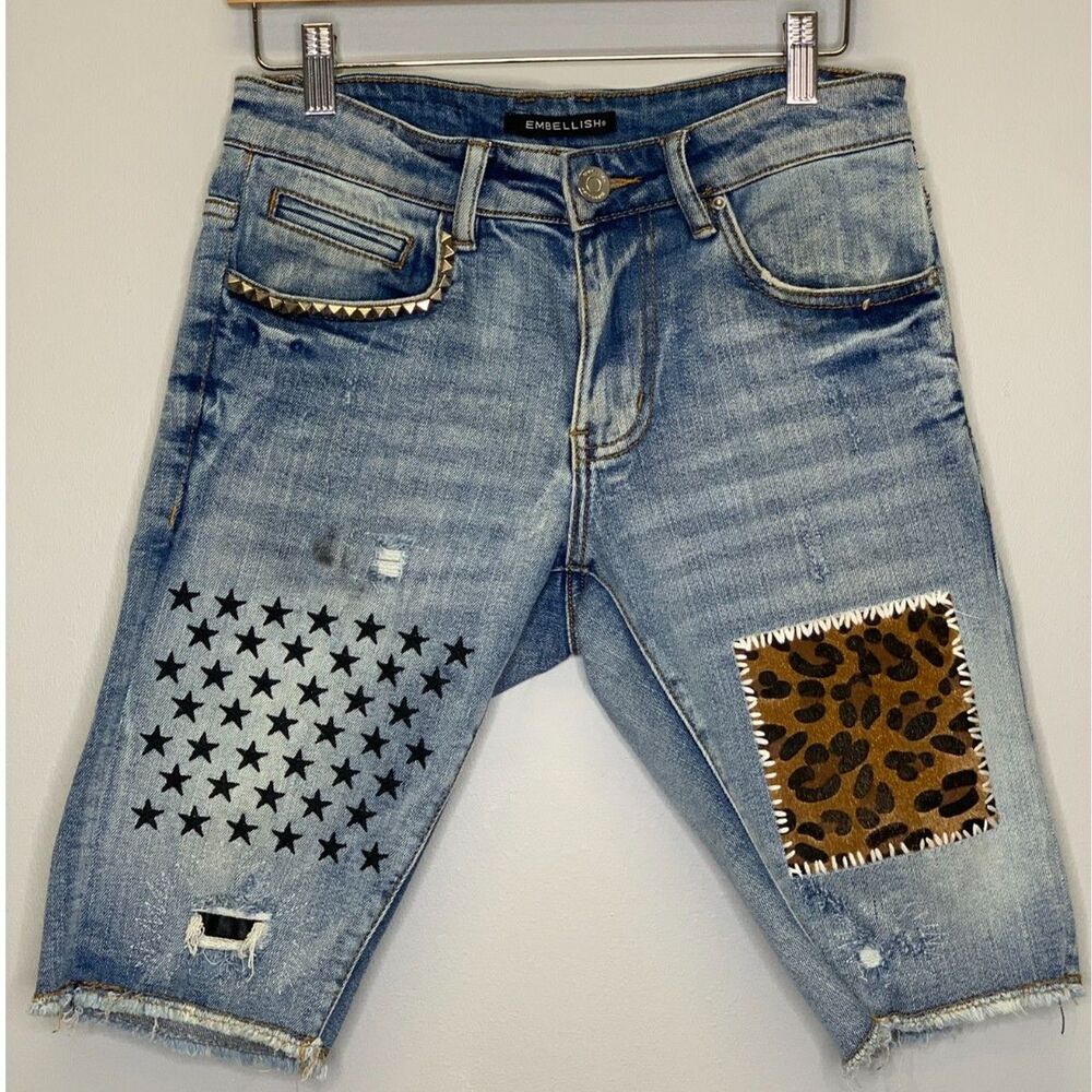 Embellish Mens Patchwork Shorts‎ Grunge Hip Hop Size 28